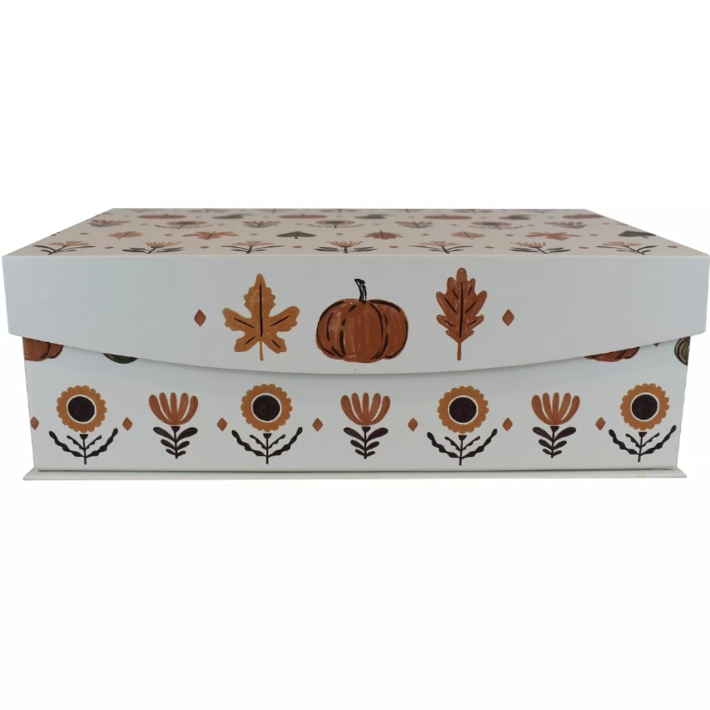 Decorative Autumn Storage Box - White and Orange